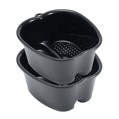 Foot Soaking Bath Basin, Extra Large Foot Soak Bath Tub, Large Foot Bath Tub, Foot Wash Basin Foot Bucket Foot Soaking Tub, Thick Sturdy Plastic Foot Basin for Pedicure and Massage (Black, 2 PCS)