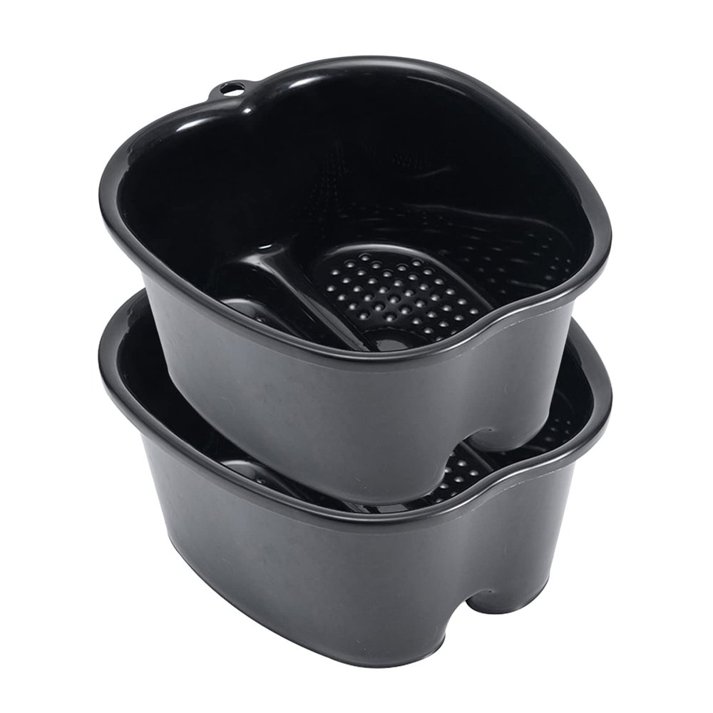 Foot Soaking Bath Basin, Extra Large Foot Soak Bath Tub, Large Foot Bath Tub, Foot Wash Basin Foot Bucket Foot Soaking Tub, Thick Sturdy Plastic Foot Basin for Pedicure and Massage (Black, 2 PCS)