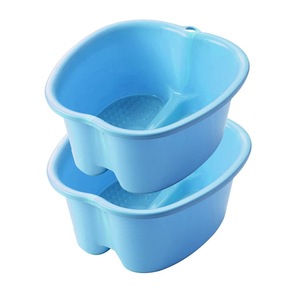 Foot Soaking Bath Basin, Extra Large Foot Soak Bath Tub, Large Foot Bath Tub, Foot Wash Basin Foot Bucket Foot Soaking Tub, Thick Sturdy Plastic Foot Basin for Pedicure and Massage (Blue, 2 PCS)