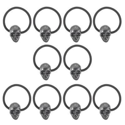 LALAFINA 10 Pcs Metal Skull Hair Ties Punk Gothic Skull Elastic Ponytail Holders Cuff Band Wrap Holder for Women Girls Halloween