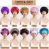 10PCS Satin Bonnets for Women Sleeping, Large Braids Bonnet Wide Band Hair Bonnets view 4