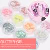 Lurrose 12 Eye Shadow Glitter Palette Luminous Sequins Gel Safe Face Makeup Glitter Festival view 4