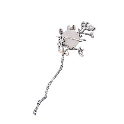 Chinese Style Full Moon Pearl Hair Sticks Ladies Pearl Female Headdress Women Hair Fork Fashion Jewelry(A)