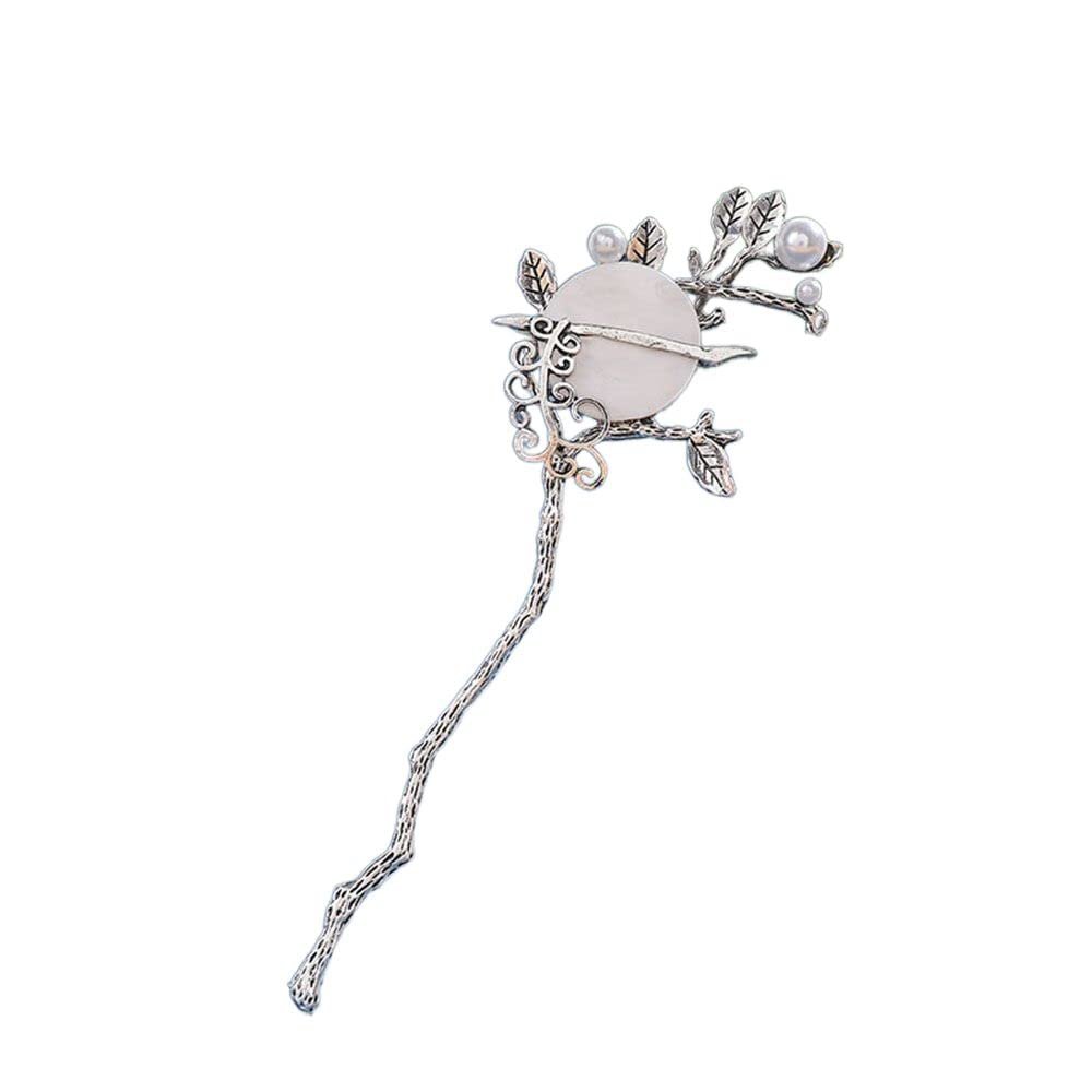Chinese Style Full Moon Pearl Hair Sticks Ladies Pearl Female Headdress Women Hair Fork Fashion Jewelry(A)