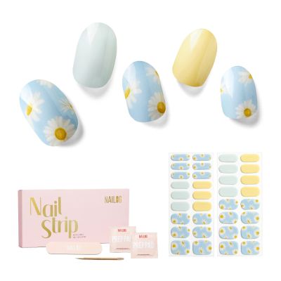 NAILOG Semi Cured Gel Nail Strips 34Pcs Gel Nail Stickers - Daisy