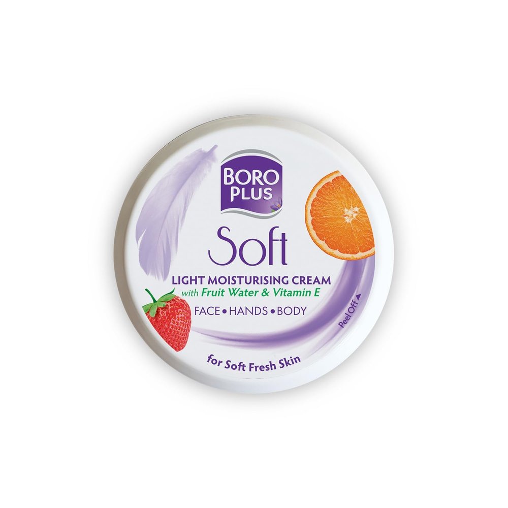 BOROPLUS Light Moisturizing Cream with Vitamin E | Lightweight Moisturizer for Face, Hands & Body | Soothes, Nourishes & Softens Dry Skin | Gives 24-Hour Moisturization | 3.38 Fl Oz (100ml)
