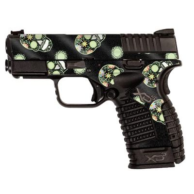 MightySkins Glossy Glitter Skin Compatible with Springfield XDS 3.3 - Nighttime Skulls | Protective, Durable High-Gloss Glitter Finish | Easy to Apply, Remove, and Change Styles | Made in The USA