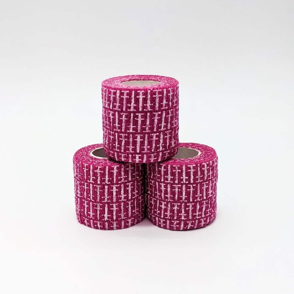 Tattoo Grip Tape Pink Logo Tattoo Grip Tape, 2" (20 Rolls)