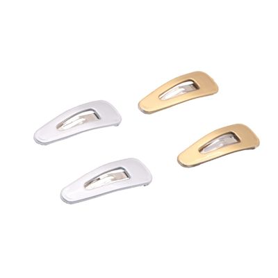 Parcelona French Mini Set of 4 Small Celluloid Acetate Snap Hair Clips No Slip Fashion Durable Styling Women Hair Accessories Girls Snap Hair Barrette, Made in France (Golden-Silver)