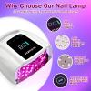 PURTATO Professional Rechargeable 96W UV LED Portable Cordless UV Light for Nail Lamp Machine with Removable Stainless Steel Bottom,4 Timer Setting and Smart Sensor Nail Dryer (White) view 4