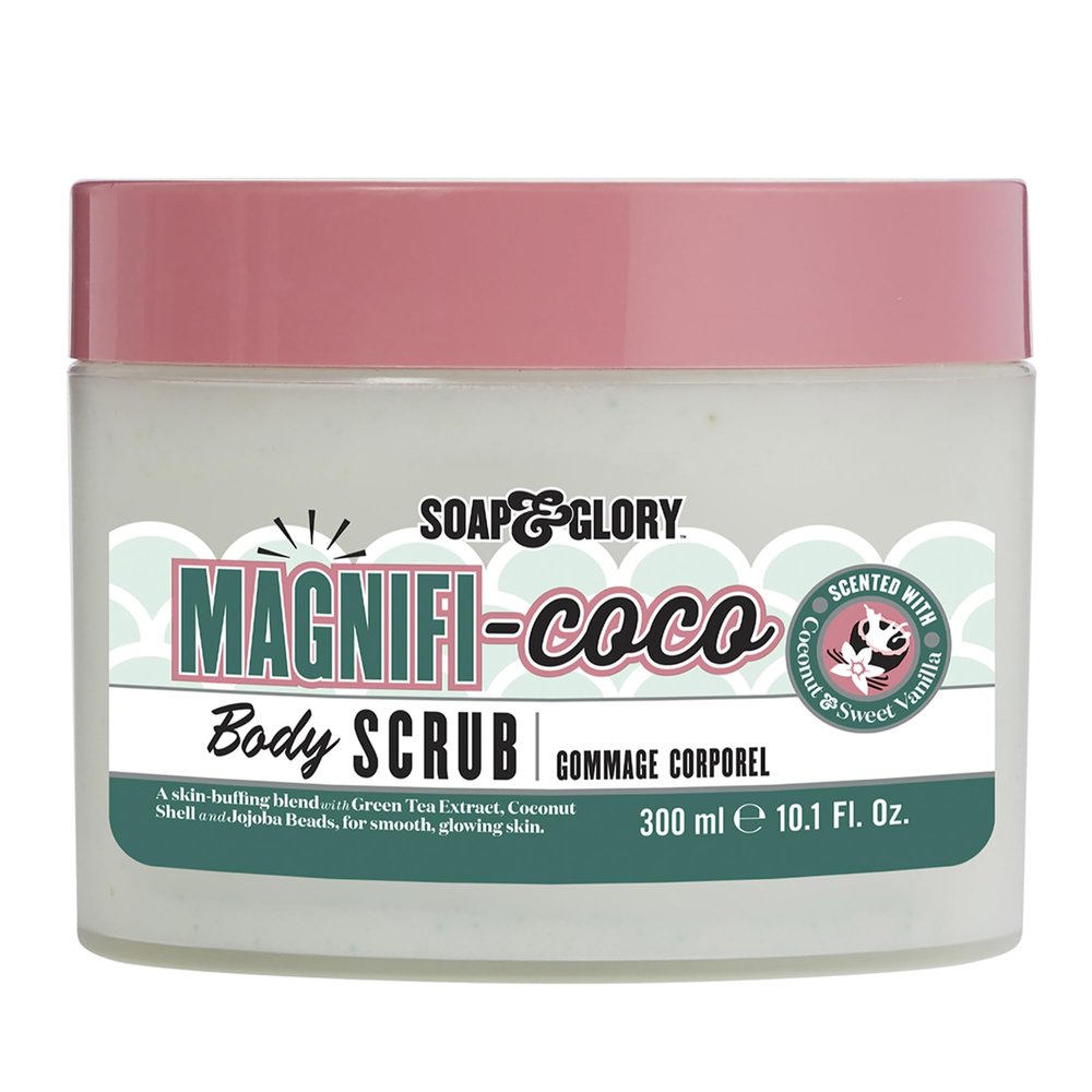 Soap & Glory Magnificoco Buff and Ready Coconut Body Scrub - Smoothing & Buffing Body Scrub - Coconut Scented Body Polish - Brightening with Green Tea Extract (300ml)