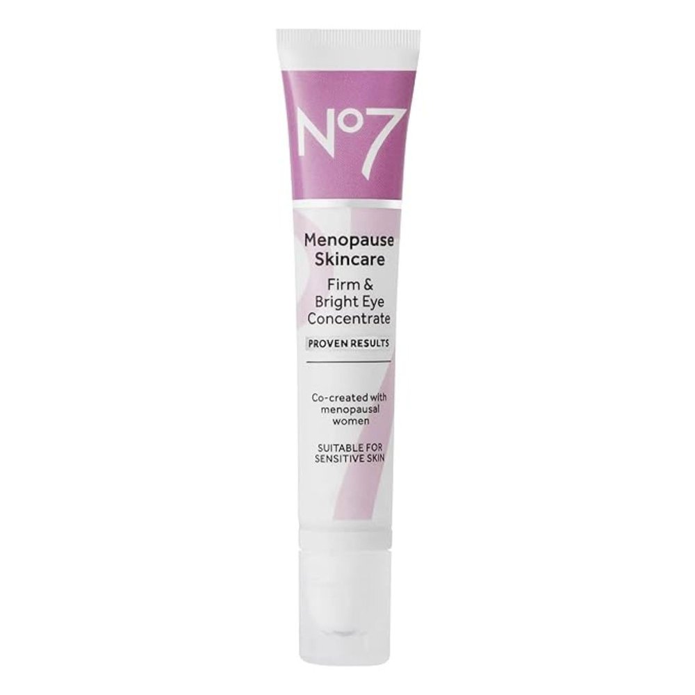 No7 Menopause Skincare Firm & Bright Eye Concentrate - Revitalizing Eye Cream for Dark Circles, Wrinkles & Under Eye Puffiness - Menopause Relief Cooling Roller for Refreshing Tired Eyes (15 ml)