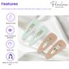 Parcelona French Mini Set of 4 Small Celluloid Acetate Snap Hair Clips No Slip Fashion Durable Styling Women Hair Accessories Girls Snap Hair Barrette, Made in France (Blush Pink-Solid White) view 2