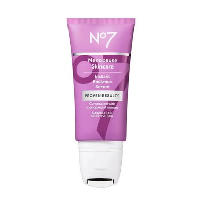 No7 Menopause Skincare Instant Radiance Serum  Hydrating Facial Serum with Hyaluronic Acid + Collagen Peptides for Firmer, Healthier Looking Skin  With Cooling Applicator (30ml)