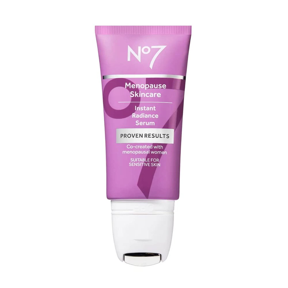 No7 Menopause Skincare Instant Radiance Serum  Hydrating Facial Serum with Hyaluronic Acid + Collagen Peptides for Firmer, Healthier Looking Skin  With Cooling Applicator (30ml)
