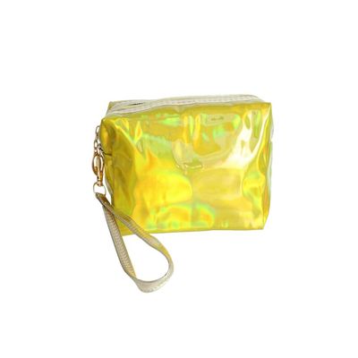 7" Iridescent Rectangle Cosmetic Pouch w/Zipper Closure (Gold)