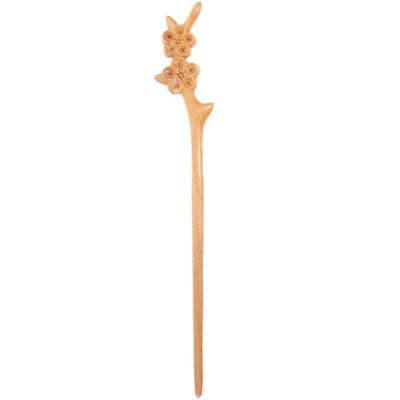 Lurrose Hair Stick, Wood Hairpin for Decorating Hairstyles, Japanese Chinese Hair Chopsticks, Flower Buns Hair Vintage Retro Ancient Hair Styling Tool, Light Brown, 1 Count