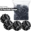 Shellwei 32 Pcs Bath Sponge Shower Loofahs Bulk 60 g Charcoal Body Shower Sponge Large Mesh Puff Soft Scrubber for Men and Women Exfoliating Pouf Balls with Bathing Accessories(Black White) view 2
