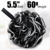 Shellwei 32 Pcs Bath Sponge Shower Loofahs Bulk 60 g Charcoal Body Shower Sponge Large Mesh Puff Soft Scrubber for Men and Women Exfoliating Pouf Balls with Bathing Accessories(Black White) view 3