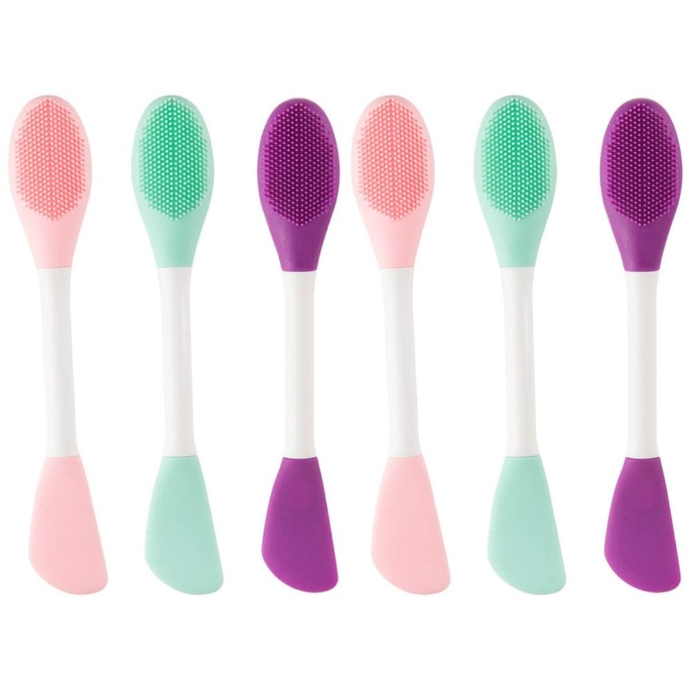 FRCOLOR 6pcs Double Silicone Face Cleaning Brush Manual Facial Cleansing Tool for Skin Care Mint and Facial Cleaner