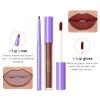 BANGFENG 8Pcs Matte Liquid Lipstick and Lip Liner Set White Black Blue Halloween Cosplay Makeup Waterproof Non-Stick Cup Not Fade Liquid Lipliner Lip Gloss Make Up Gift Set (Set B) view 2