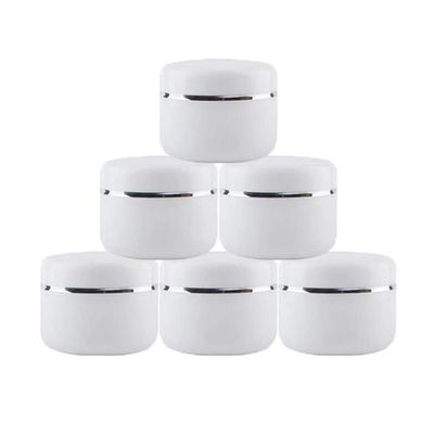 ericotry Pack of 6 Empty White Plastic Cosmetic Jars Storage Containers with Inner Liners and Dome Lids for Lip Balm Face Cream Lotion (100g)