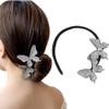 AKOAK 1 Pack Crystal Butterfly Lazy Curlers, Sparkly and Dexterous Female Hair Accessories -DIY Twirling Bun Accessories for Female Girls' Hair (White Silver) view 1