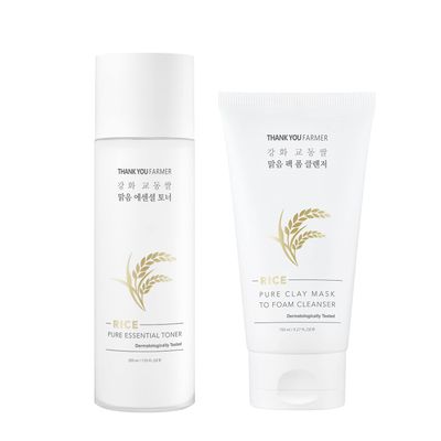 Rice Pure [Essential Toner + Clay Mask Foam Cleanser] Bundle