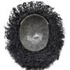 Afro Curly Toupee for Black Men Kinky Curly PU Injected Mens Toupee 8X10" Ultra Thin Skin Men Hairpiece Brazilian Human Hair Units Replacement System for African American Men (6mm afro wave, 1B# OFF BLACK) view 4