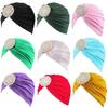 African Ladies Hat White Large Pearl Disc Drill Turban Hat Headwear African Headwrap Caps Hijab - 1piece by MSB Fabric Color 1476 view 1