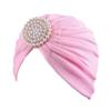 African Ladies Hat White Large Pearl Disc Drill Turban Hat Headwear African Headwrap Caps Hijab - 1piece by MSB Fabric Color 1476 view 3