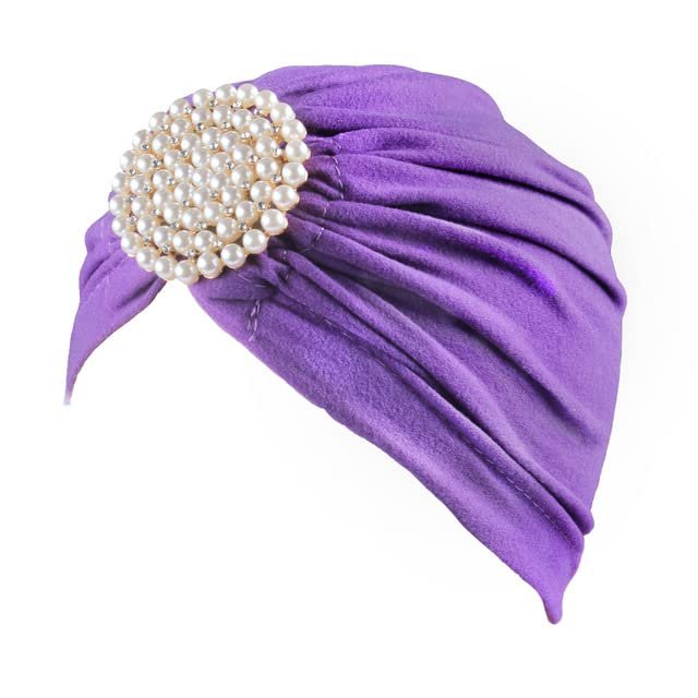African Ladies Hat White Large Pearl Disc Drill Turban Hat Headwear African Headwrap Caps Hijab - 1piece by MSB Fabric Color 1471