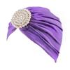 African Ladies Hat White Large Pearl Disc Drill Turban Hat Headwear African Headwrap Caps Hijab - 1piece by MSB Fabric Color 1471 view 1