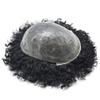 Afro Curly Toupee for Black Men Kinky Curly PU Injected Mens Toupee 8X10" Ultra Thin Skin Men Hairpiece Brazilian Human Hair Units Replacement System for African American Men (12mm afro wave, 1B# OFF BLACK) view 3