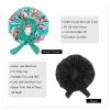 Hanbertti Silk Satin Hair Bonnet Sleeping Hat With Stretch Tie Band, Adjustable Bonnet for Curly Hair - 2 Pack (Black+Green Flower) view 4