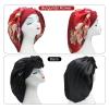 Hanbertti 2 Pack Silk Satin Hair Bonnet with Stretch Tie Band Bonnets for Curly Hair Sleeping Adult Women Girls (Black+Burgundy Flower) view 2