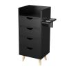 OmySalon 4 -Layer Salon Storage Cabinet,Beauty Barber Salon Styling Station Organizer Equipment,Hair Stylist Station Set with 2 Hair Dryer Holders4 Drawers and Raised Table Legs, Black view 1