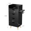 OmySalon 4 -Layer Salon Storage Cabinet,Beauty Barber Salon Styling Station Organizer Equipment,Hair Stylist Station Set with 2 Hair Dryer Holders4 Drawers and Raised Table Legs, Black view 3
