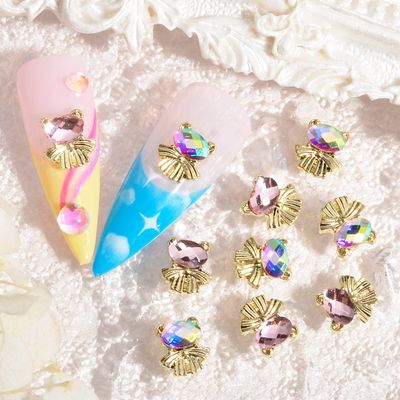 60 Pcs Mixed Color Bear Nail Charms Rhinestones 3D Shiny Cute Bear Shape Crystals Nail Gems Diamonds Bowtie Nail Charms for Women Girl DIY Decoration with Storage Box