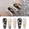 60 Pcs Moon Nail Charms Rhinestones 3D Shiny Moon Shape Metal Gems Jewels Stones Gold Rhinestones Charms Design for Nails Art Accessories DIY Decoration with Storage Box view 3