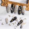60 Pcs Moon Nail Charms Rhinestones 3D Shiny Moon Shape Metal Gems Jewels Stones Gold Rhinestones Charms Design for Nails Art Accessories DIY Decoration with Storage Box view 4