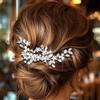 Casdre Crystal Bride Wedding Hair Comb Rhinestone Bridal Hair Piece Flower Hair Accessories for Women and Girls (B Silver) view 3