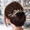 Casdre Crystal Bride Wedding Hair Comb Rhinestone Bridal Hair Piece Flower Hair Accessories for Women and Girls (C Gold) view 3