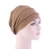 Elastic Pleated Sleep Cap Bonnet Hair Wrap Cover Soft Slouchy Sleeping Beanie Night Cap for Women Men Hair Protection Coffee view 2