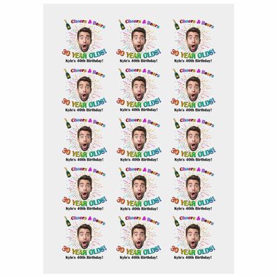 Custom Birthday Party Fake Face Body Tattoos,Customized Cheers & Beers Birthday Party Celebration Temporary Tattoos Stickers Supplies 15 Sheets