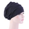 Elastic Pleated Sleep Cap Bonnet Hair Wrap Cover Soft Slouchy Sleeping Beanie Night Cap for Women Men Hair Protection Navy view 2