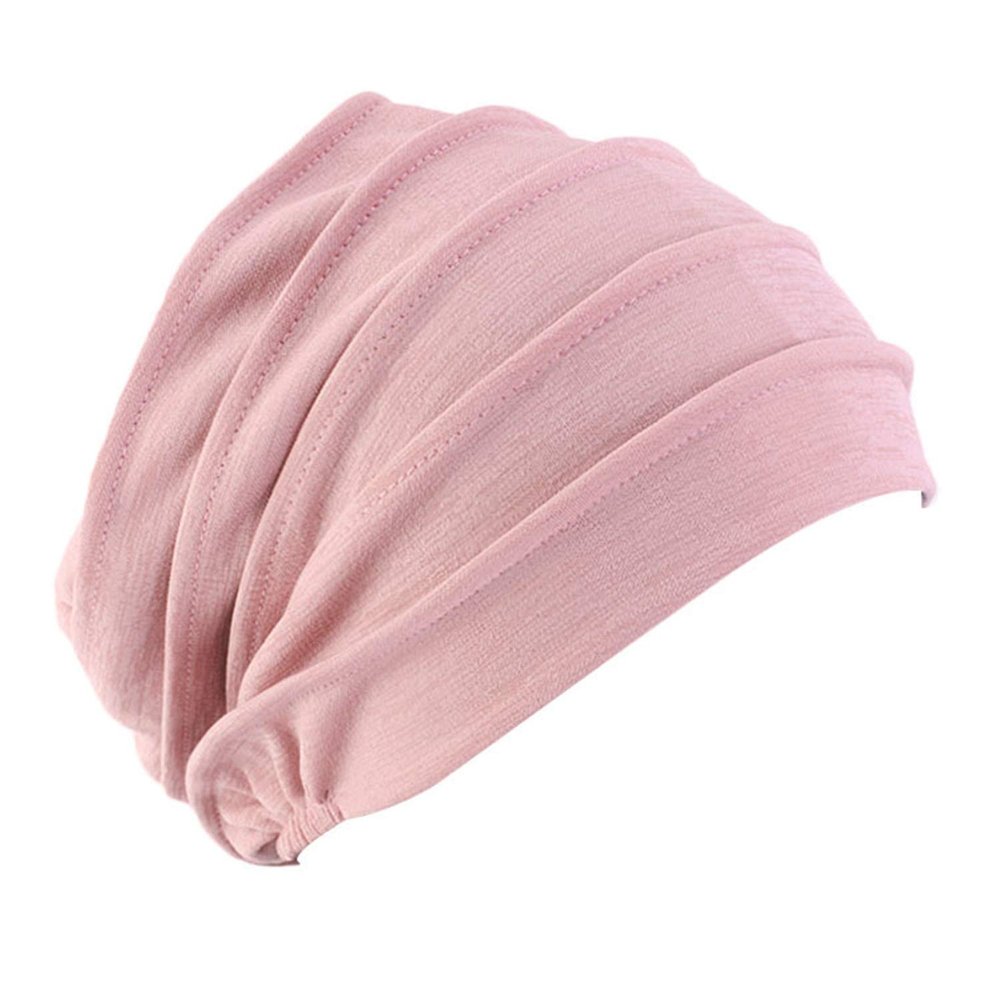 Elastic Pleated Sleep Cap Bonnet Hair Wrap Cover Soft Slouchy Sleeping Beanie Night Cap for Women Men Hair Protection Pink