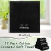 Shimeyao 13x13 Inch Makeup Washcloths Reusable Makeup Remover Cloths Facial Cleansing Towels Cotton Cosmetic Towel Water Absorbent Cloth Face Towels for Women Skin Care, Black(12 Pcs,Classic Style) view 2