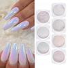 Pearl Chrome Powder Nail Glitter, White Iridescent Aurora Chrome Rubbing Dust Neon Mermaid Mirror Pigment Rainbow Holographic Chameleon Powder Chrome Pearlescent High Gloss for Nail Decorations. view 1