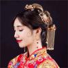 Women Gold Butterfly Hair Comb Traditional Chinese Wedding Headdress Accessories Red Pearl Stick Head Jewelry Bridal Headpiece view 4